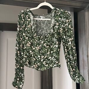 Reformation Floral Green Women's Top